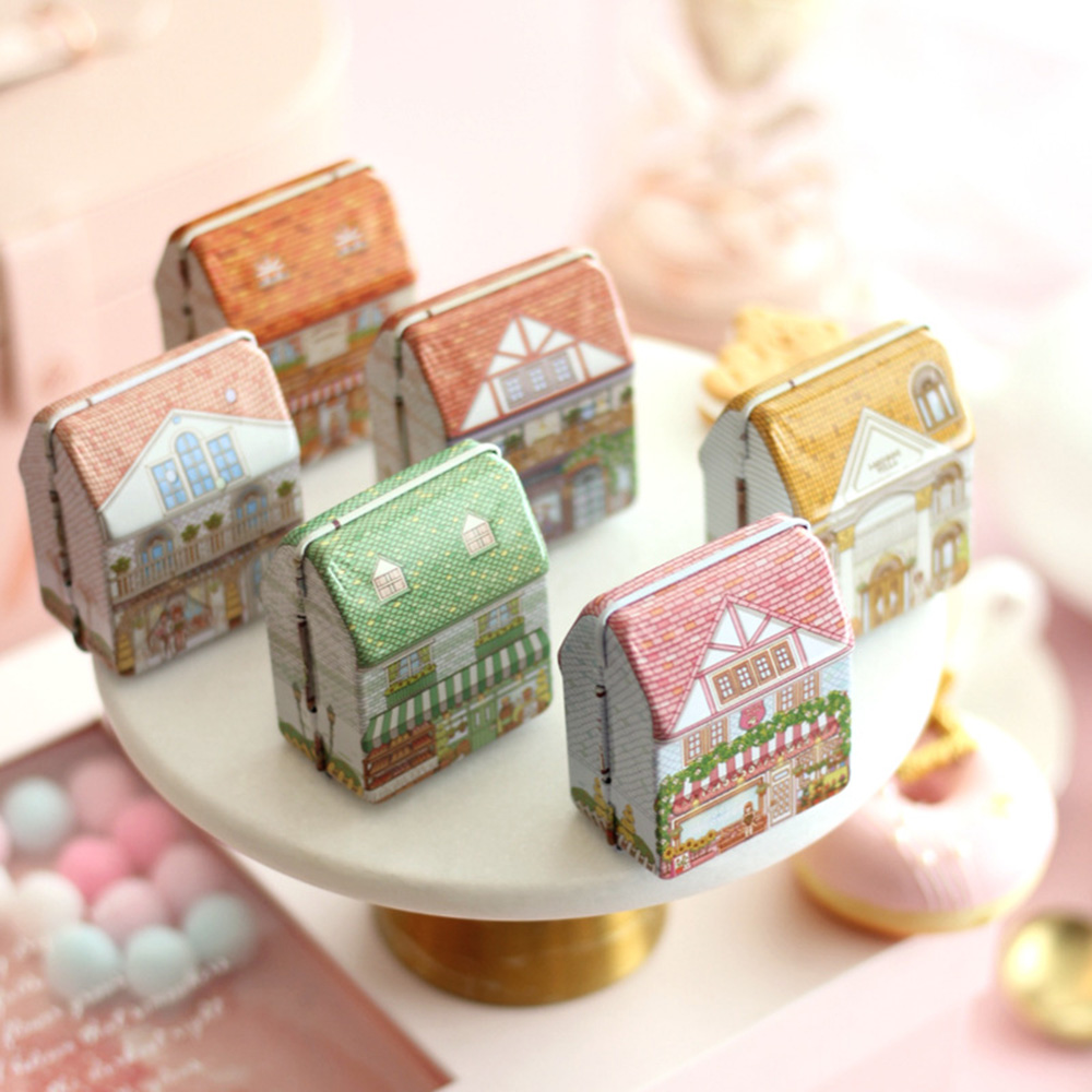 6Pcs Mini House Shaped Tin Box - Tin Container Lid 评论和价格