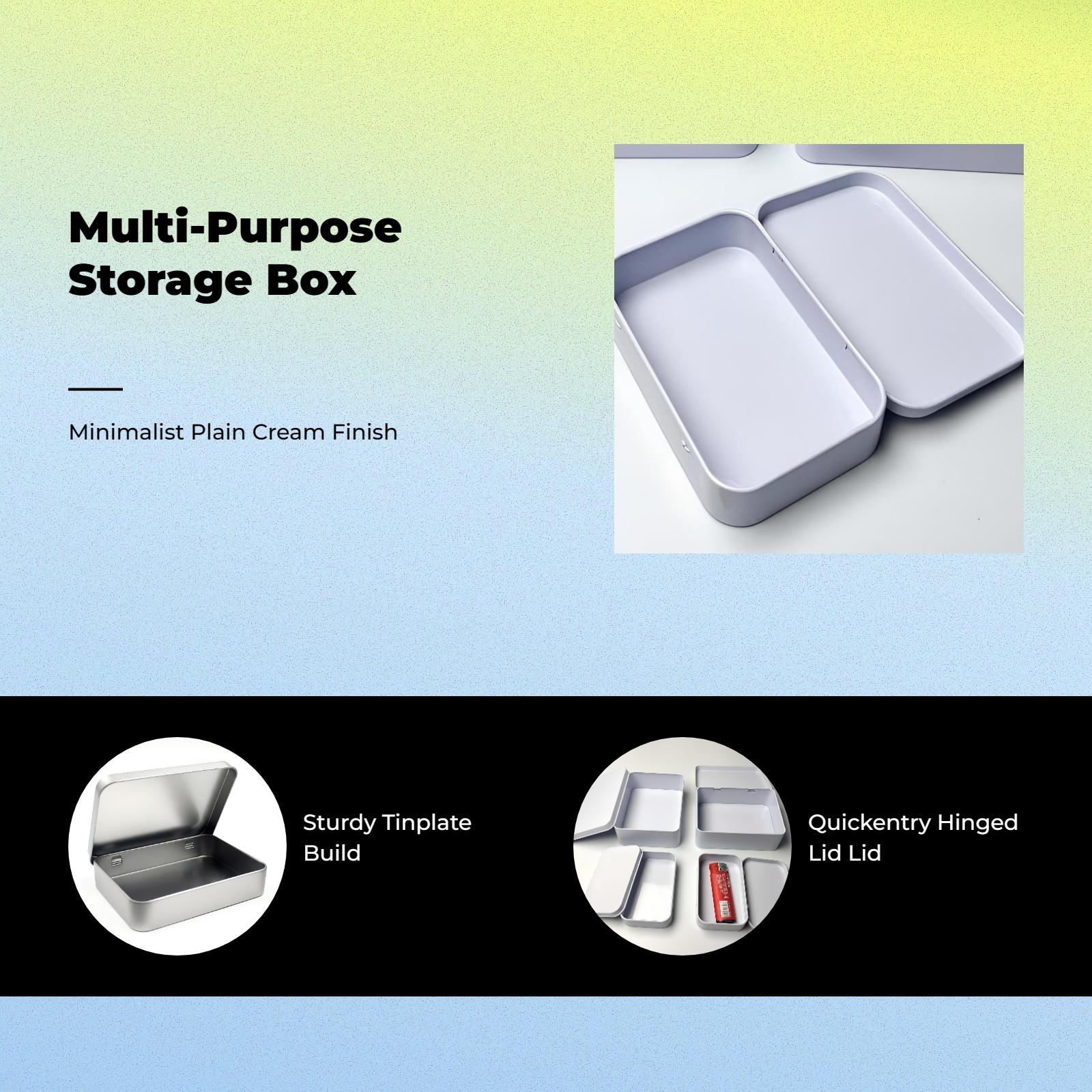 Cream Tin Metal Storage Box Se - Tin Container Lid 评论和价格