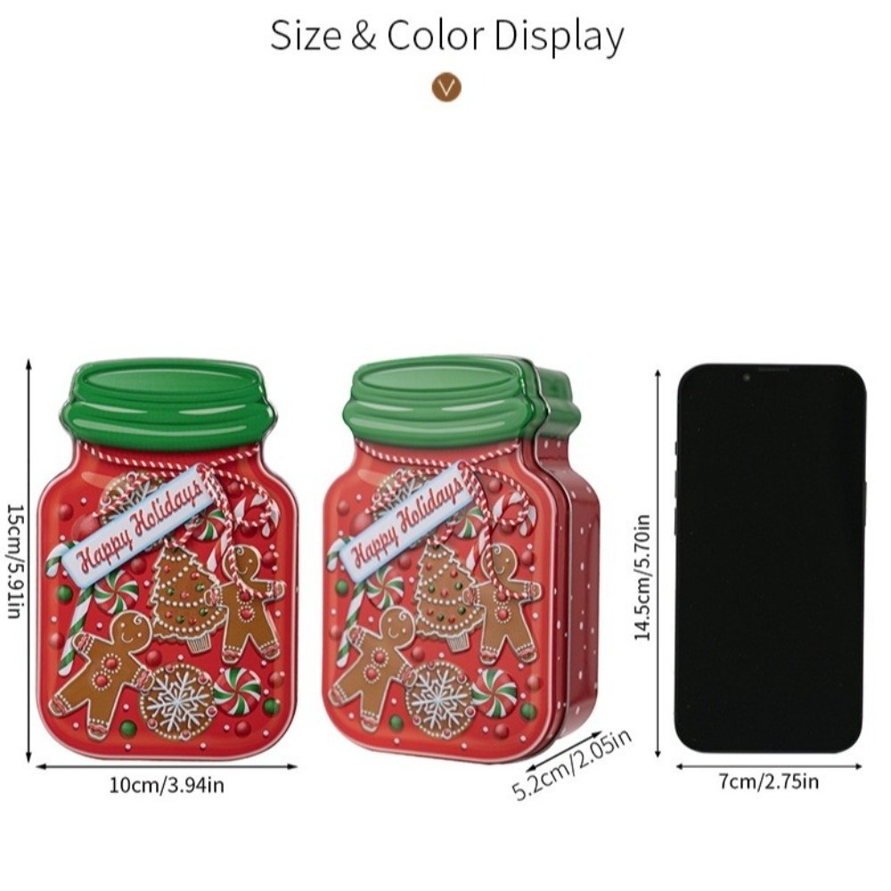 Portable Metal Christmas Tin B - Tin Container Lid 评论和价格
